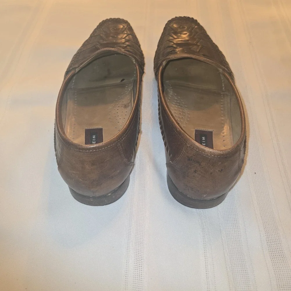 Florsheim Mens Woven Leather Slip On Loafers Oxford Dress Shoes Size 12